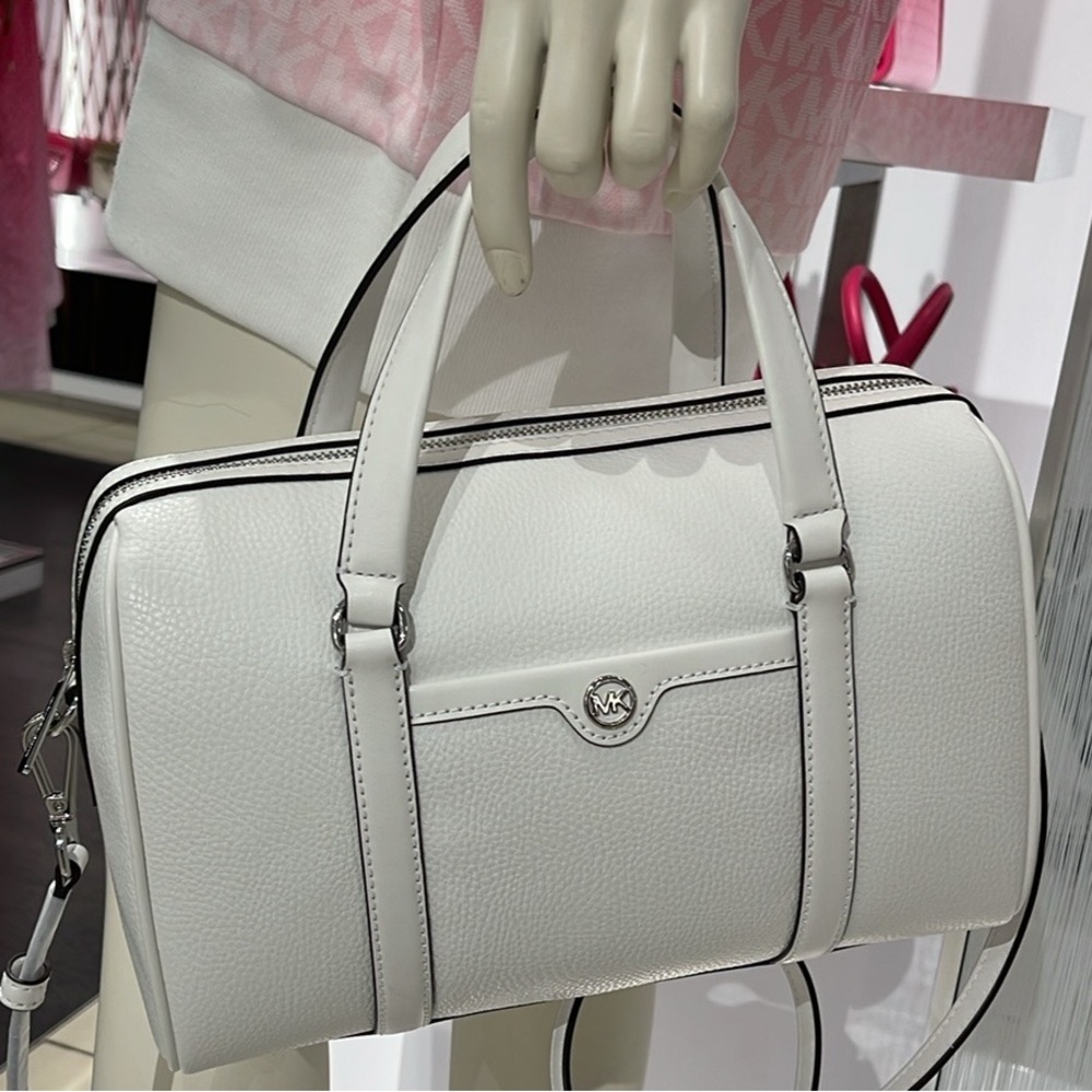 MICHAEL KORS JST TRAVEL MEDIUM DUFFLE SATCHEL SHOULDER CROSSBODY BAG MK  OPTIC W